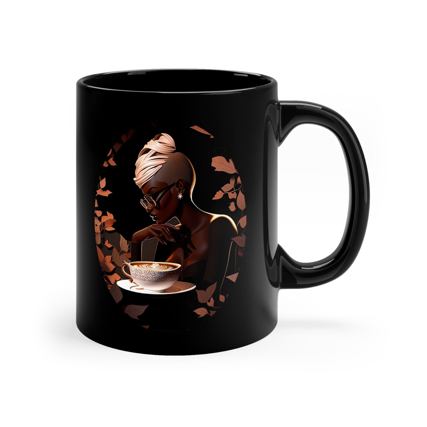 Lady Caramel Macchiato - 11oz Black Mug