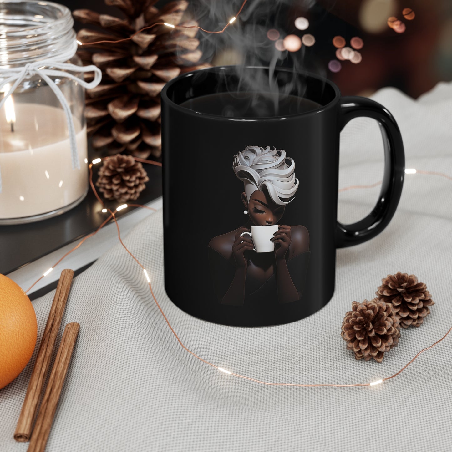 Lady Macchiato - 11oz Black Mug