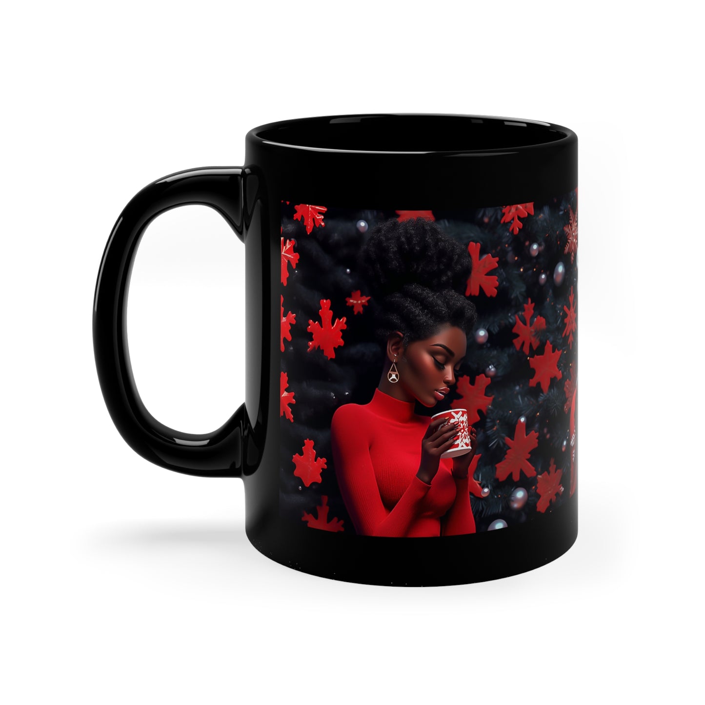 Peppermint Mocha - Black Coffee Mug, 11oz