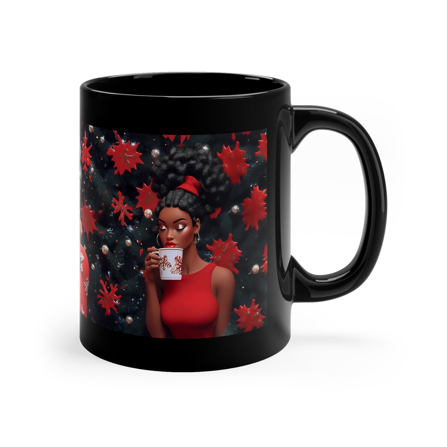 Peppermint Mocha - Black Coffee Mug, 11oz