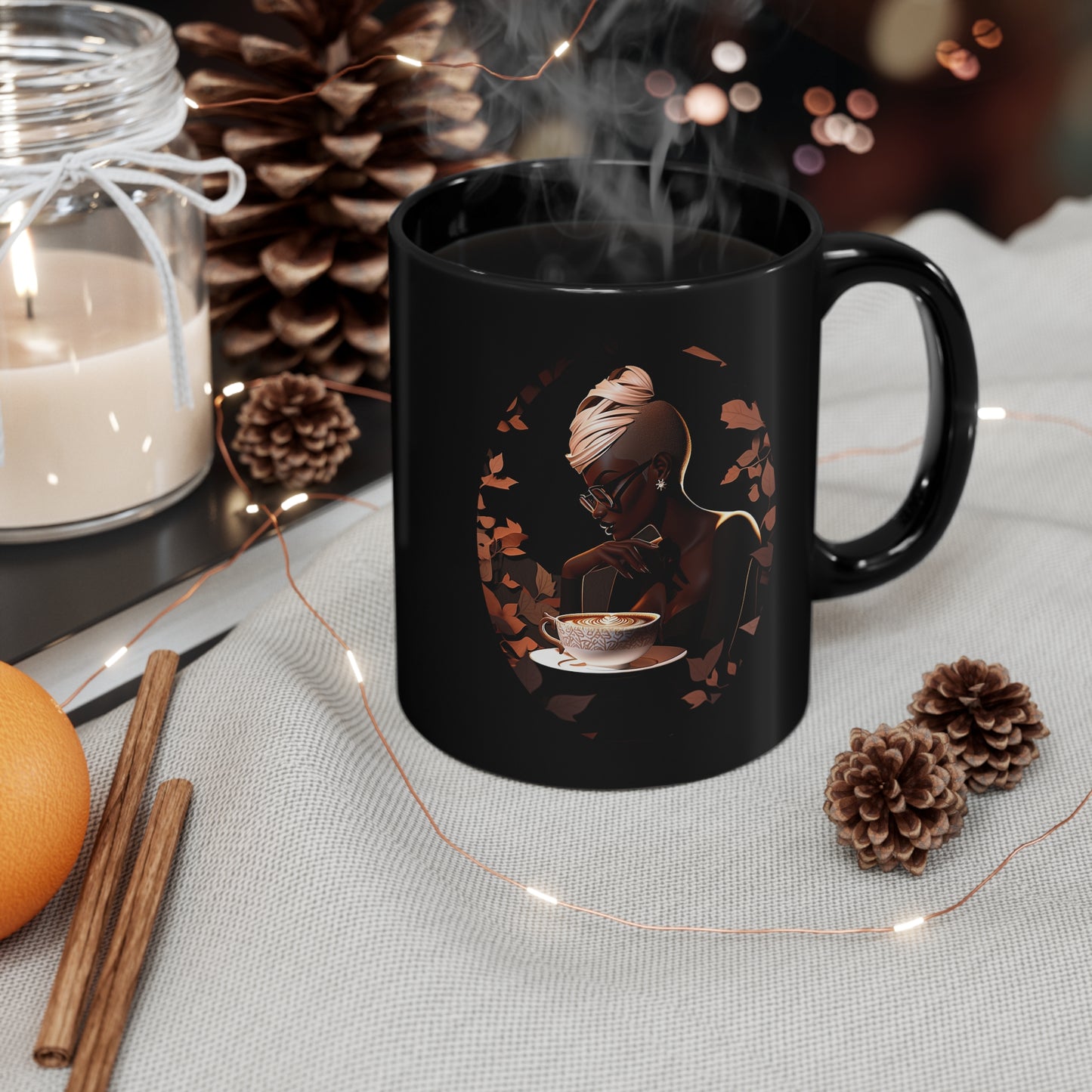 Lady Caramel Macchiato - 11oz Black Mug