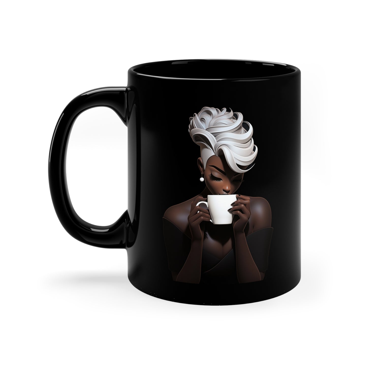 Lady Macchiato - 11oz Black Mug