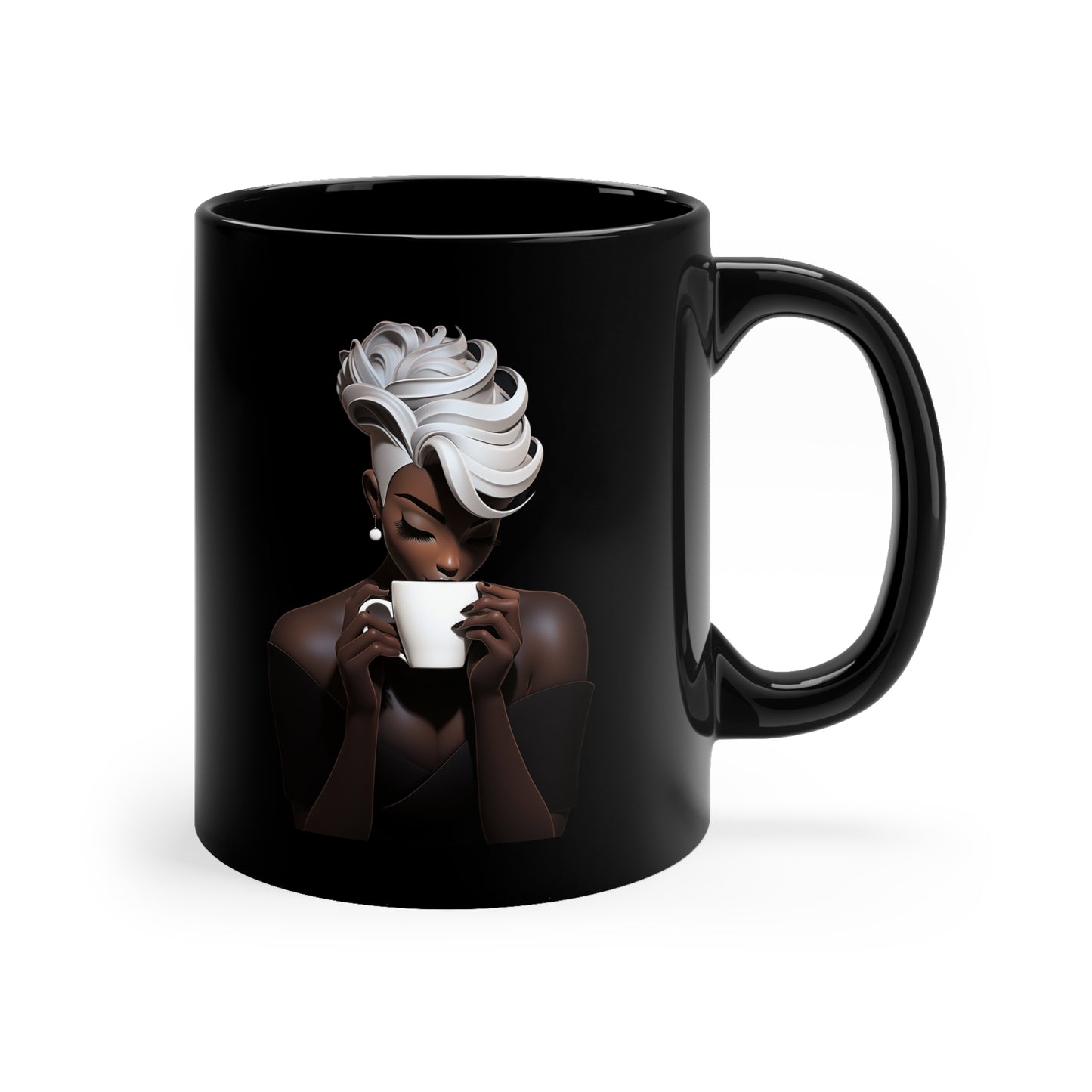 Lady Macchiato - 11oz Black Mug